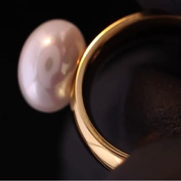 Shell Pearl Ring Stainless Steel 18 K Plated - Picture 2 of 4